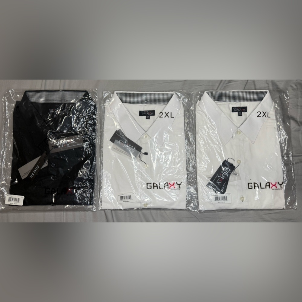 ✨Set of 3✨Galaxy by Harvic Men's Slim Fit Dress Shirts - 2XL - New in Package!